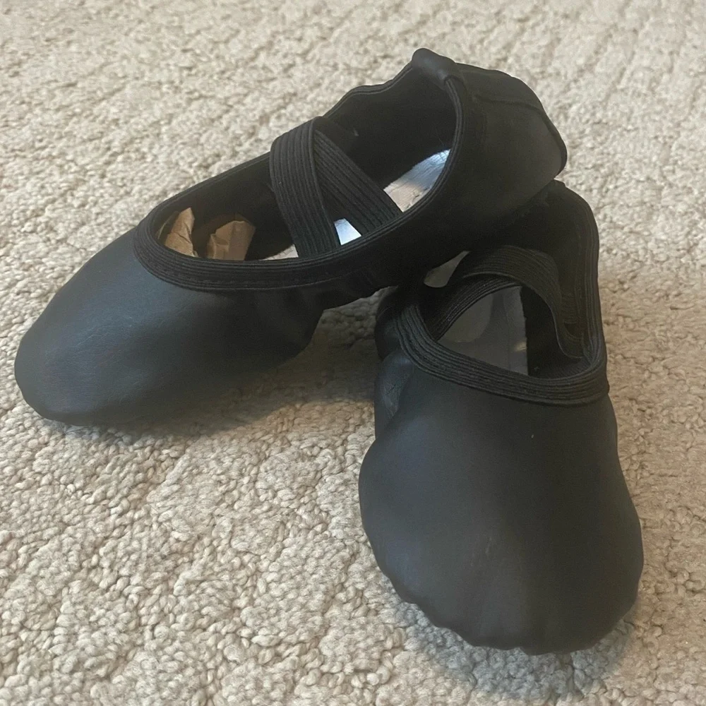 NEW Black Split Sole Ballet Slippers Shoes Size 8 Cushioned Sole Dance Jazz